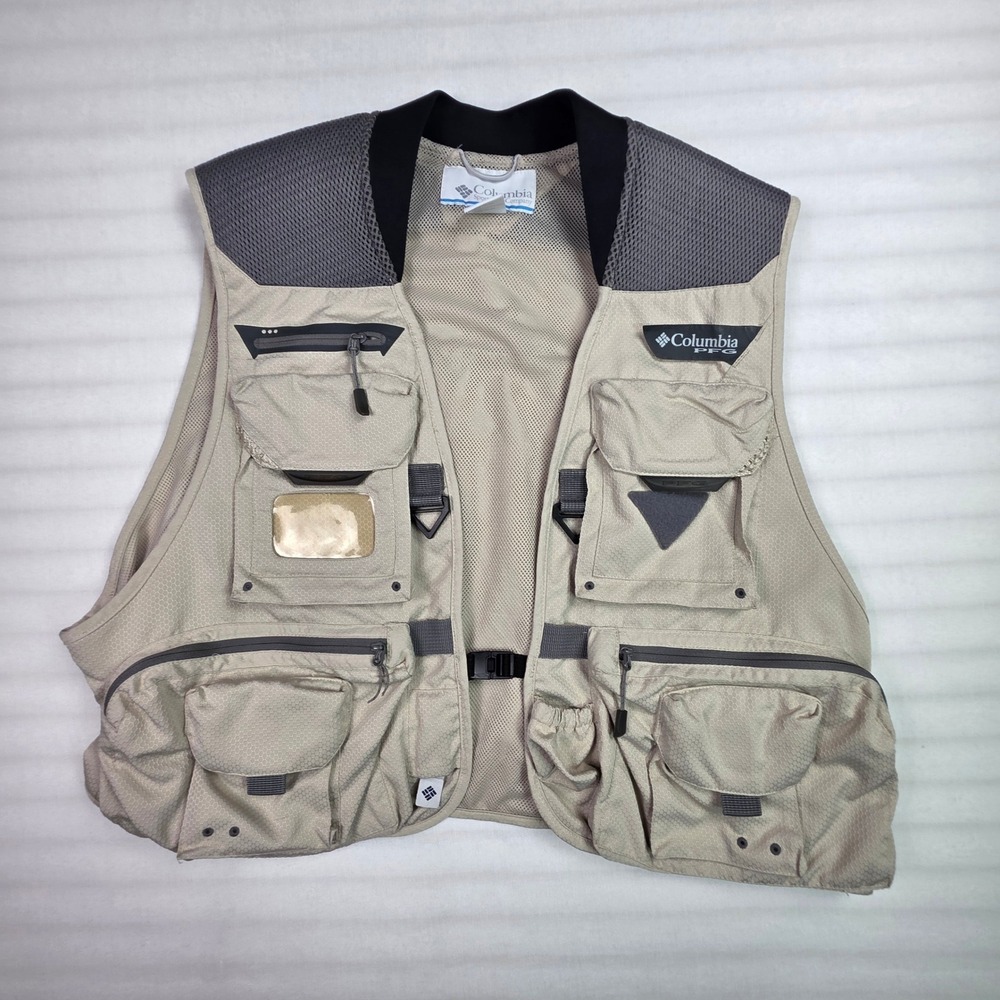 Columbia PFG Henry's Fork Fishing Vest Large Beige Utility Outdoor